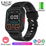 Noxwear - LIGE GPS Smart Watch Men LED Flashlight Compass Waterproof Bluetooth Call Health Watches Voice Assistant Military Smartwatch Men