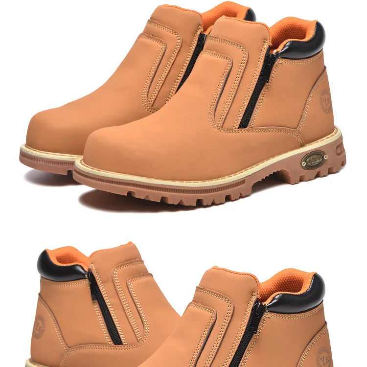 Noxwear - Steel toe cap boots waterproof non-slip work shoes for men women anti smash anti puncture leather construction site safety shoes
