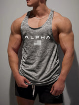 Noxwear - Cross-border European Size Alpha Men's Printed Round-neck Fitness Vest, Undershirt, Muscle Quick-drying Basketball Vest