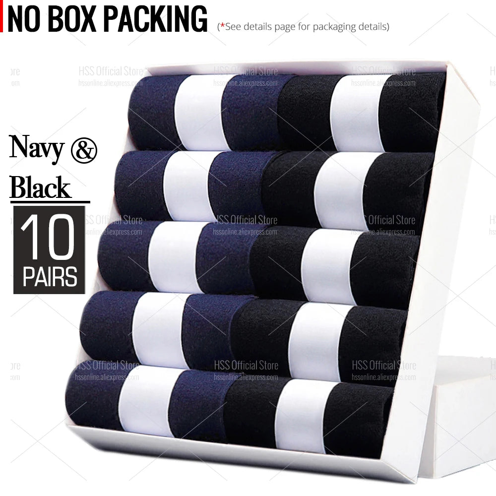 Noxwear - HSS 5/10 Pairs Men's Cotton Blend Socks Black Business Men Socks Soft Breathable Summer Winter for Male Socks Plus Size (6.5-14)