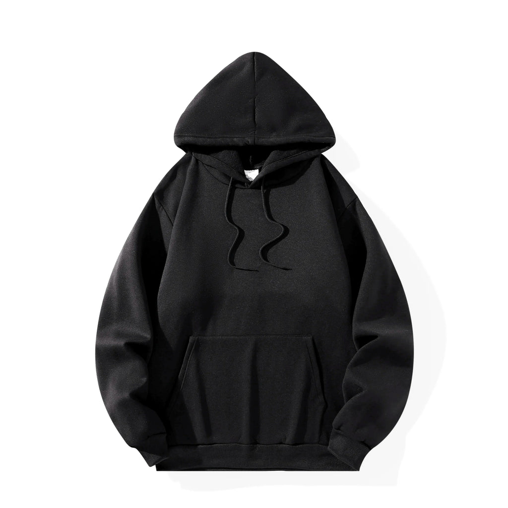 Noxwear - Men's Casual Thicken Hoodies Autumn Winter Long Sleeve Pullover Fashion Loose Solid Color Sweatshirt Spring Warm Outdoor Hoody