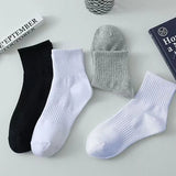 Noxwear - 5/10/20 Pairs Neutral Solid Color Round Neck Socks Spring Autumn Sweat Absorbing Breathable Comfortable All-season Sports Socks