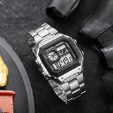 Noxwear - MAYZHISU Classic Men's Digital Watches Luxury Stainless Steel Strap Sport Watches Men Military Clock LED Sport Wristwatch
