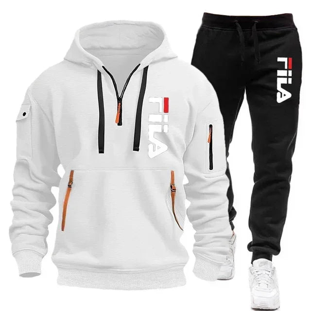 Noxwear-Two sets of 2025 new fashionable men's sportswear, a zippered hooded sweatshirt and sweatpants, for casual fitness and jogging