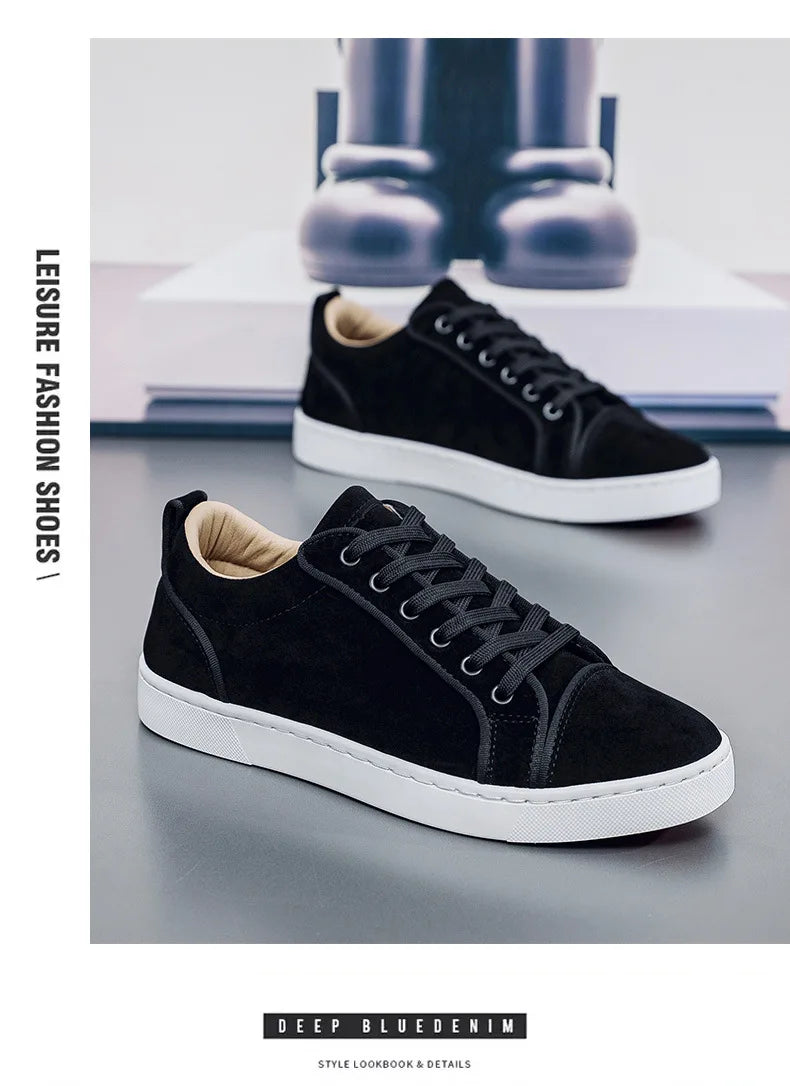 Noxwear - Autumn New Shoes for Men Suede Leather Casual Shoes Fashion Flat Skateboard Shoes Youth Cool Sneaker