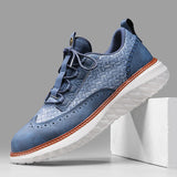 Noxwear - New Shoes for Men Leather Casual Shoes Fashion Breathable Brogues Sport Shoes Street Cool Chunky Sneakers