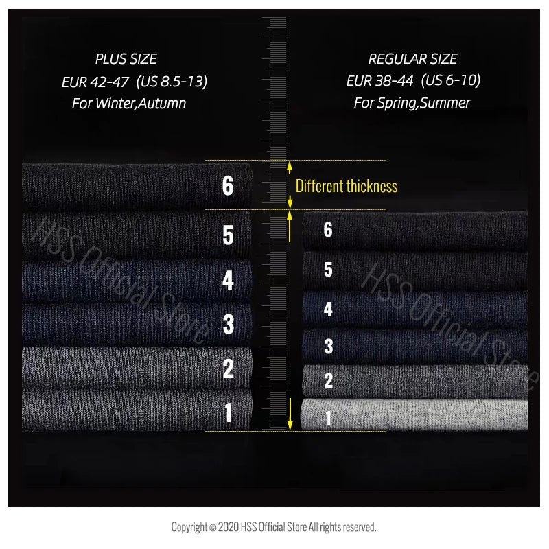 Noxwear - HSS 5/10 Pairs Men's Cotton Blend Socks Black Business Men Socks Soft Breathable Summer Winter for Male Socks Plus Size (6.5-14)