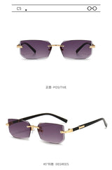 Noxwear - Rimless Sunglasses Rectangle Fashion Popular Women Men Shades Small Square Sun Glasses For Female Male Summer Traveling Oculos