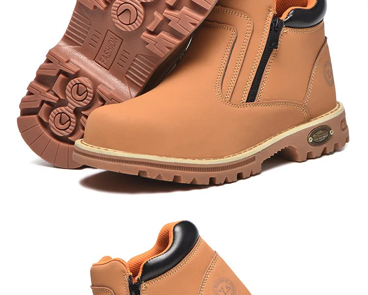Noxwear - Steel toe cap boots waterproof non-slip work shoes for men women anti smash anti puncture leather construction site safety shoes