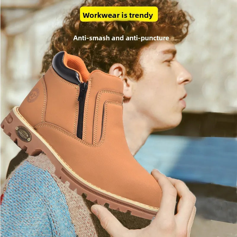Noxwear - Steel toe cap boots waterproof non-slip work shoes for men women anti smash anti puncture leather construction site safety shoes