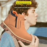 Noxwear - Steel toe cap boots waterproof non-slip work shoes for men women anti smash anti puncture leather construction site safety shoes