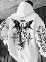 Noxwear - European and American men's autumn fashion personality angel print comfortable hooded sweatshirt outdoor street style top