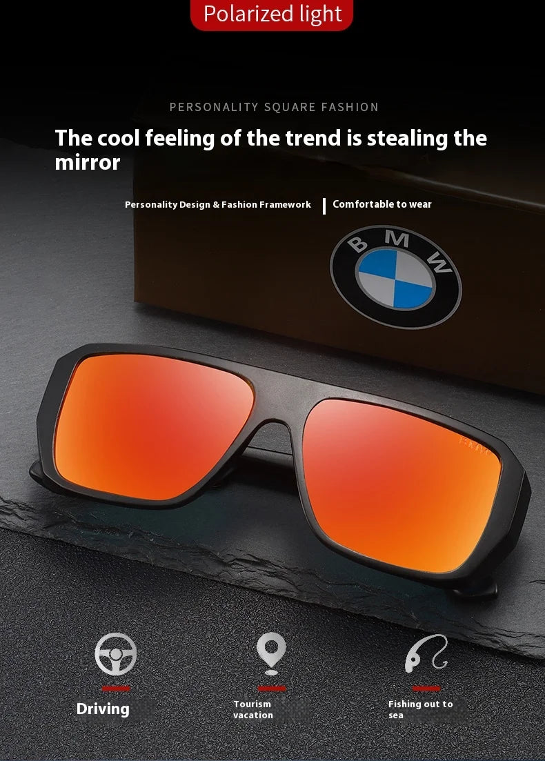 Noxwear - BWM Luxury Polarized Sunglasses Men UV Anti-Glare Driving Cycling Fishing Outdoor Beach Hiking Sunglasses Mirror Color Film
