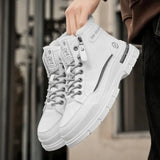 Noxwear - Winter Mens Warm Ankle Boots Fashion Versatile White Leather Shoes Outdoor Non-slip Sneakers for Man Motocycle Snows Boots Botas