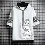 Noxwear - Japan Fashion Men's Hoodies Summer Men Clothing Cartoon Casual Harajuku Streetwear Print Hooded Top Short Sleeve Sweatshirts Men