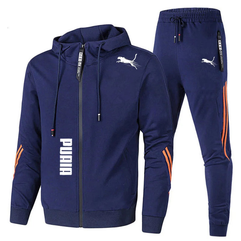 Noxwear-Men's Spring Autumn Tracksuit Set Long Sleeve Hoodie And Joggers 2-Piece Fitness Running Sportswear Casual Clothing