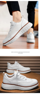 Noxwear - New Shoes for Men Leather Casual Shoes Fashion Breathable Brogues Sport Shoes Street Cool Chunky Sneakers