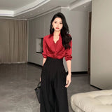Noxwear 2024 Ultra High Waist Wide Leg Pants Straight Drooping Spring and Summer All-Match Trousers Thick Suit Pants Mop Pants
