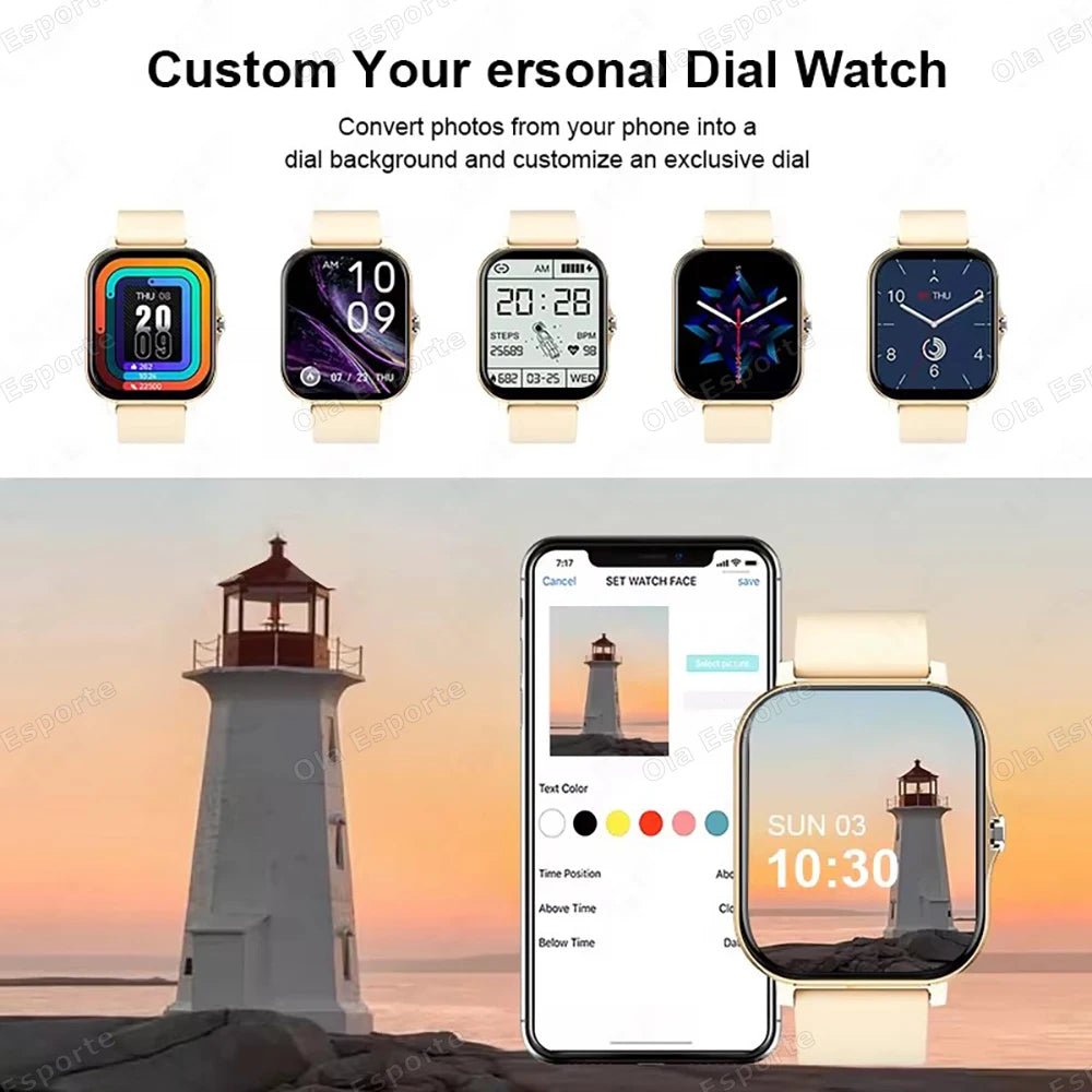Noxwear - New Smart Watch 2.01 Inch HD Display Answer Make Call Message Preview Sport Modes smartwatch DIY Dial Weather Forecast Men Women