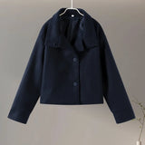 Noxwear Stand Collar Women Winter Woolen Coats 2025 Autumn Single Breasted Loose Female Long Sleeve Jacket Office Lady Street Short Coat