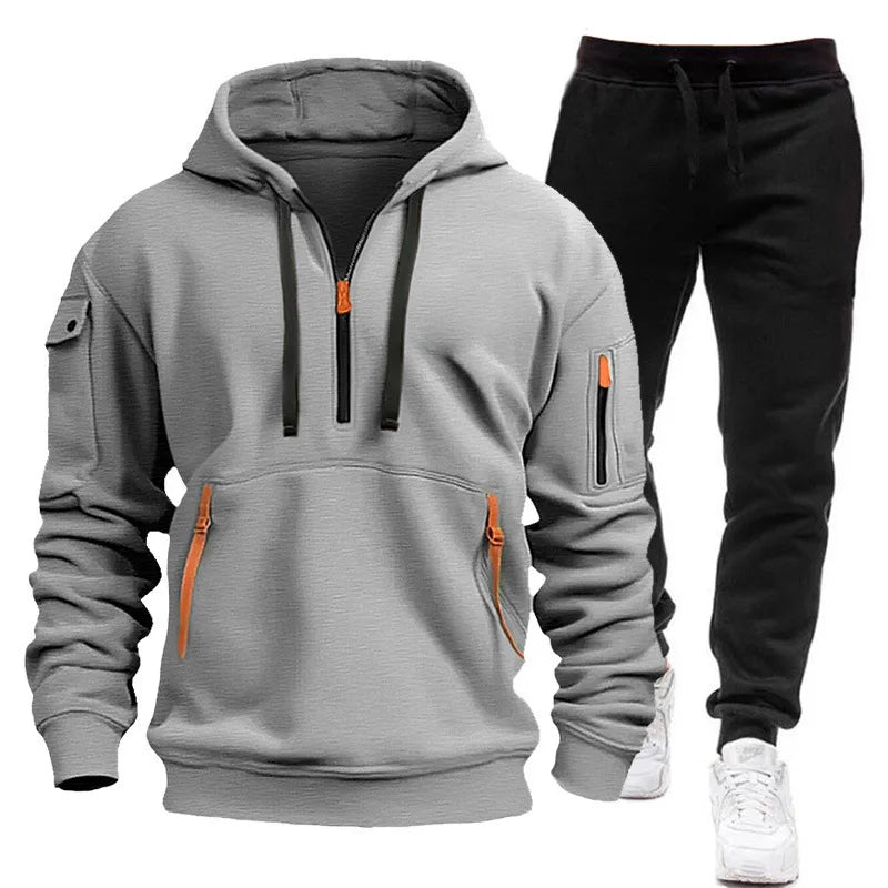 Noxwear-Sweatshirt set for autumn and winter outdoor sports and fitness trend hooded sweatshirt casual pants set