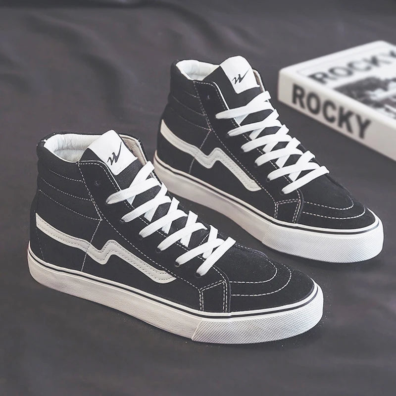 Noxwear - Spring New Shoes for Men Women Canvas Casual Shoes High Tops Flat Skateboard Vulcanized Shoes Lovers Cool Lace-up Sneaker
