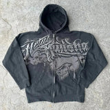 Noxwear Anime Hoodies in dark tones featuring bold chest graphic print with abstract urban design for oversized streetwear style.
