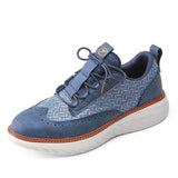 Noxwear - New Shoes for Men Leather Casual Shoes Fashion Breathable Brogues Sport Shoes Street Cool Chunky Sneakers
