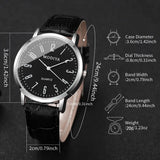 Noxwear - 3PCS/Set Fashio Arabic Dial Men Business Watches Casual Leather Strap Quartz Wristwatches Reloj Hombre（Without Box）