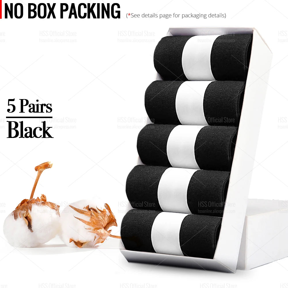 Noxwear - HSS 5/10 Pairs Men's Cotton Blend Socks Black Business Men Socks Soft Breathable Summer Winter for Male Socks Plus Size (6.5-14)