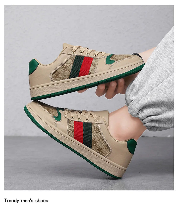 Noxwear - Spring Shoes for Men Canvas Casual Shoes Trend Print Cool Flat Skateboard Shoes Lace-up Sneaker Big Size