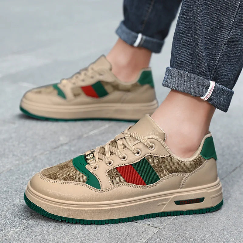 Noxwear - Spring Shoes for Men Canvas Casual Shoes Trend Print Cool Flat Skateboard Shoes Lace-up Sneaker Big Size