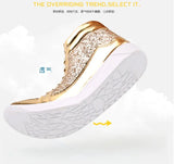 Noxwear - Men's Boots Nightclubs Fashiona Sequins With Diamonds Gold Leather Boots Trendy High Top Sports Casual Shoes Large Size 38-48