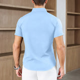 Noxwear -New Men's Business Casual Solid Color Short Sleeved Shirt for Summer Fashion No Ironing Comfortable and Versatile Top