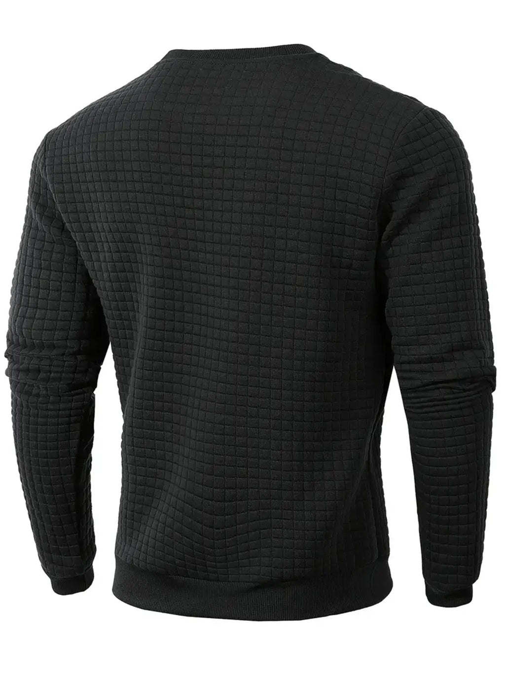 Noxwear - Autumn Men's Crew Neck Pullover Solid Color Casual Jacquard Check Sweatshirt Long Sleeve Warm Slim Sweaters Knitted Streetwear