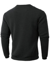 Noxwear - Autumn Men's Crew Neck Pullover Solid Color Casual Jacquard Check Sweatshirt Long Sleeve Warm Slim Sweaters Knitted Streetwear