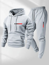 Noxwear-Printed sweatshirt set, wool sweatshirt and pants set for men, warm and casual sports sweatshirt pants set for autumn and winter