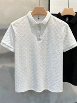 Noxwear - Summer New Men's Lop-up Hollow Short-sleeved Polo Tee Shirt Ice Silk Breathable Business Fashion T-Shirt Male Brand Clothes