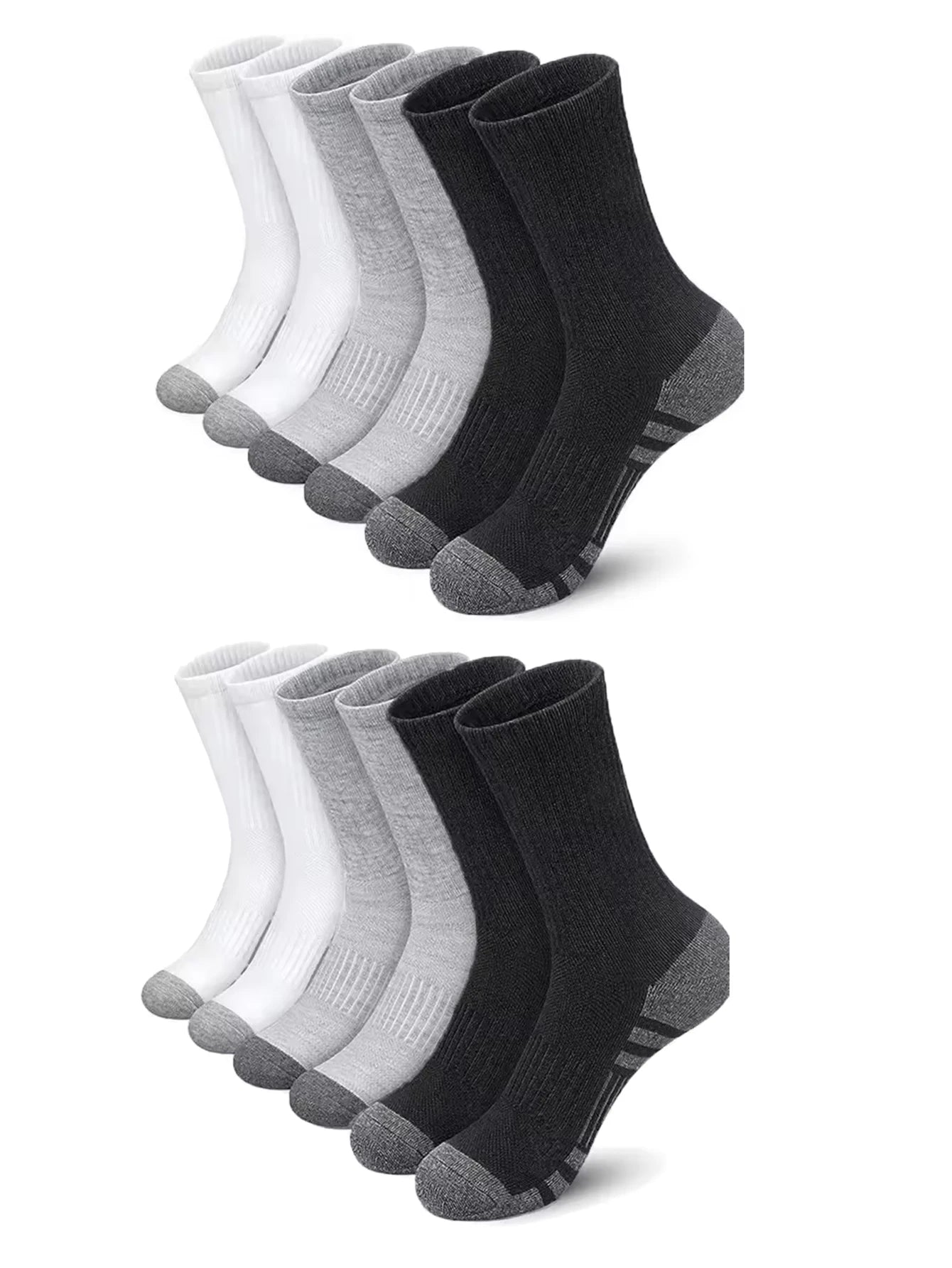 Noxwear - 12Pairs Men's Outdoor Gym Socks High Quality Comfortable Soft Ground-Gripping Football Large Size New Style
