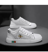 Noxwea - New Shoes for Men Leather Casual Shoes Trend Flat Skateboard Shoes Youth Street Cool Lace-up Sneaker