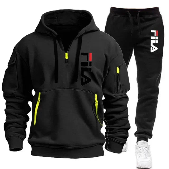 Noxwear-Two sets of 2025 new fashionable men's sportswear, a zippered hooded sweatshirt and sweatpants, for casual fitness and jogging