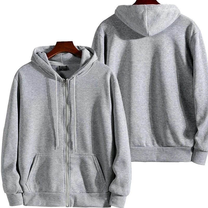 Noxwear-Zipper Hoodies Autumn Winter Men's New Long Sleeve Hooded Sweatshirt Fashion Casual Male Outfit Sportwear Loose Fit Clothes