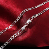 Noxwear - Noble new arrive 925 sterling silver 4MM chain for men Women Bracelet Necklace jewelry set lady Christma gifts charms wedding