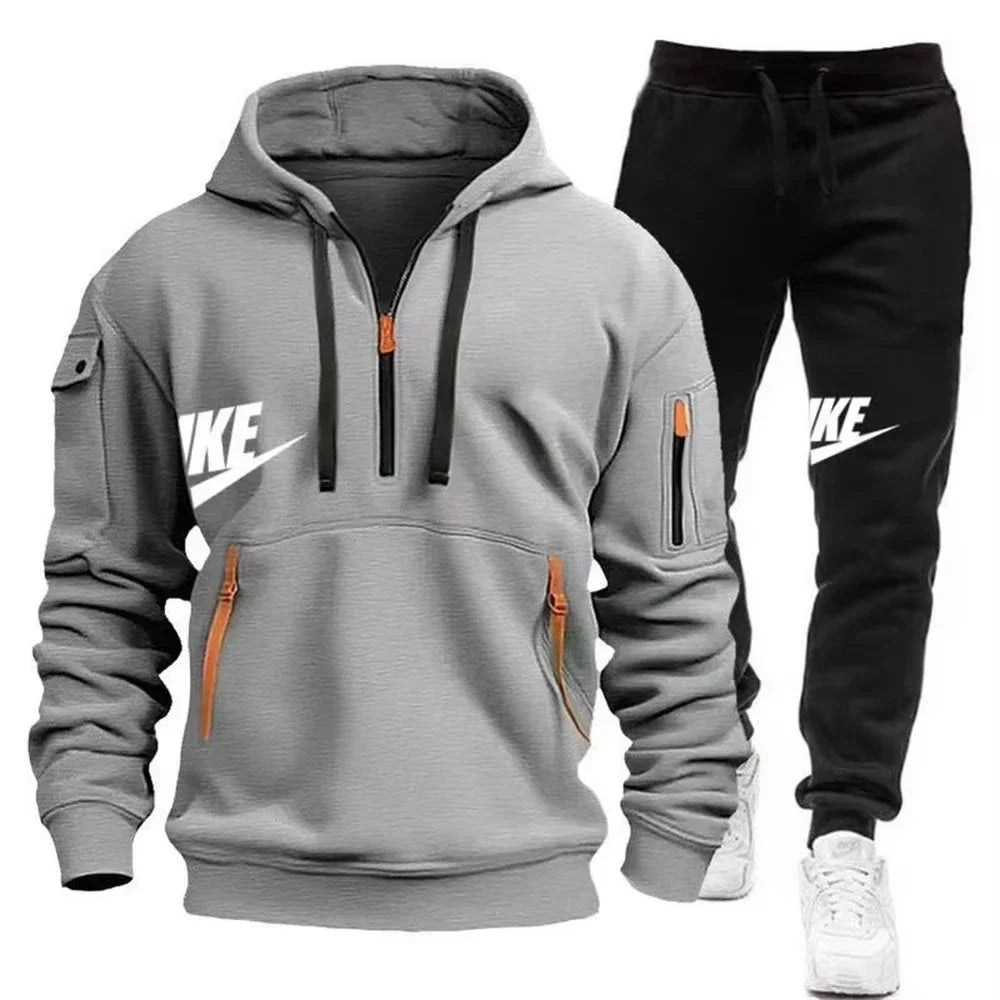 Noxwear-New men's autumn and winter suit zipper hoodie + trousers suit casual men's sportswear warm suit