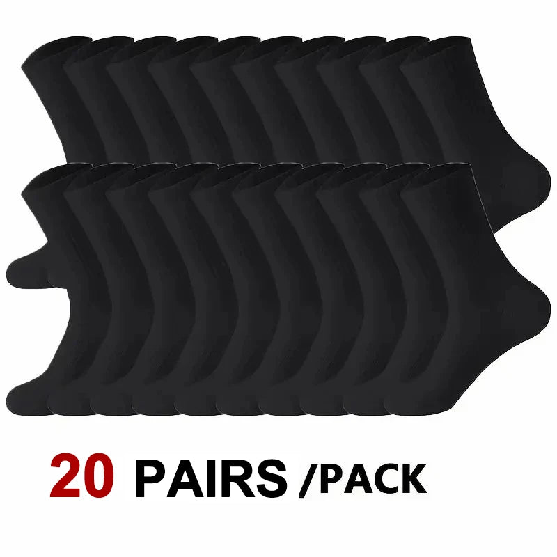 Noxwear - 5/10/20 Pairs Neutral Solid Color Round Neck Socks Spring Autumn Sweat Absorbing Breathable Comfortable All-season Sports Socks