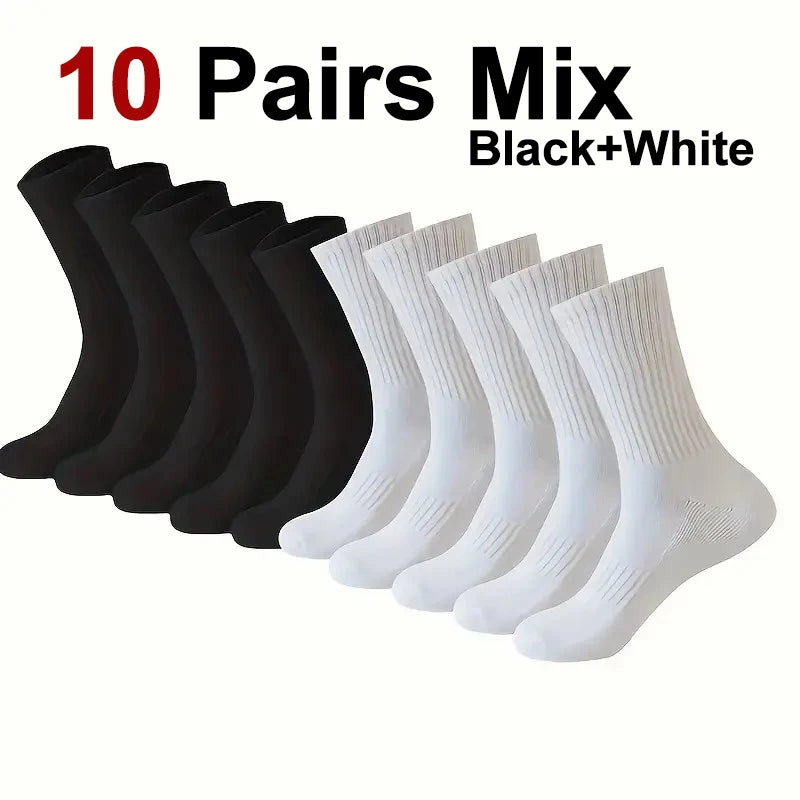 Noxwear - 5/10/20 Pairs Neutral Solid Color Round Neck Socks Spring Autumn Sweat Absorbing Breathable Comfortable All-season Sports Socks