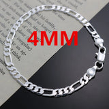 Noxwear - Noble new arrive 925 sterling silver 4MM chain for men Women Bracelet Necklace jewelry set lady Christma gifts charms wedding