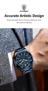 Noxwear - POEDAGAR Sport Original Men Clock Quartz Date Week Luxury Man Wristwatch Waterproof Luminous Stainless Steel Men's Watches Reloj