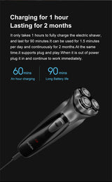 Noxwear - ENCHEN Blackstone Electrical Rotary Shaver for Men 3D Floating Blade Washable Type-C USB Rechargeable Shaving Beard Machine