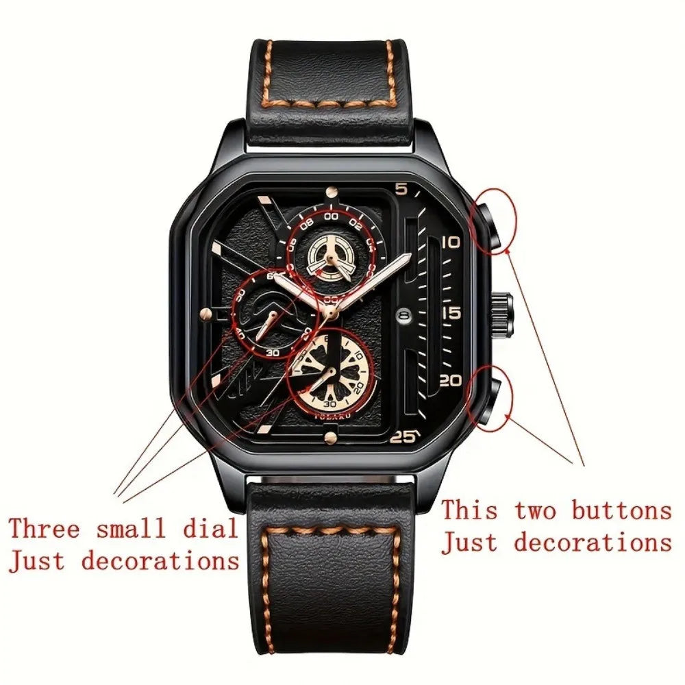 Noxwear - Luxury Big Dial Men Square Watch